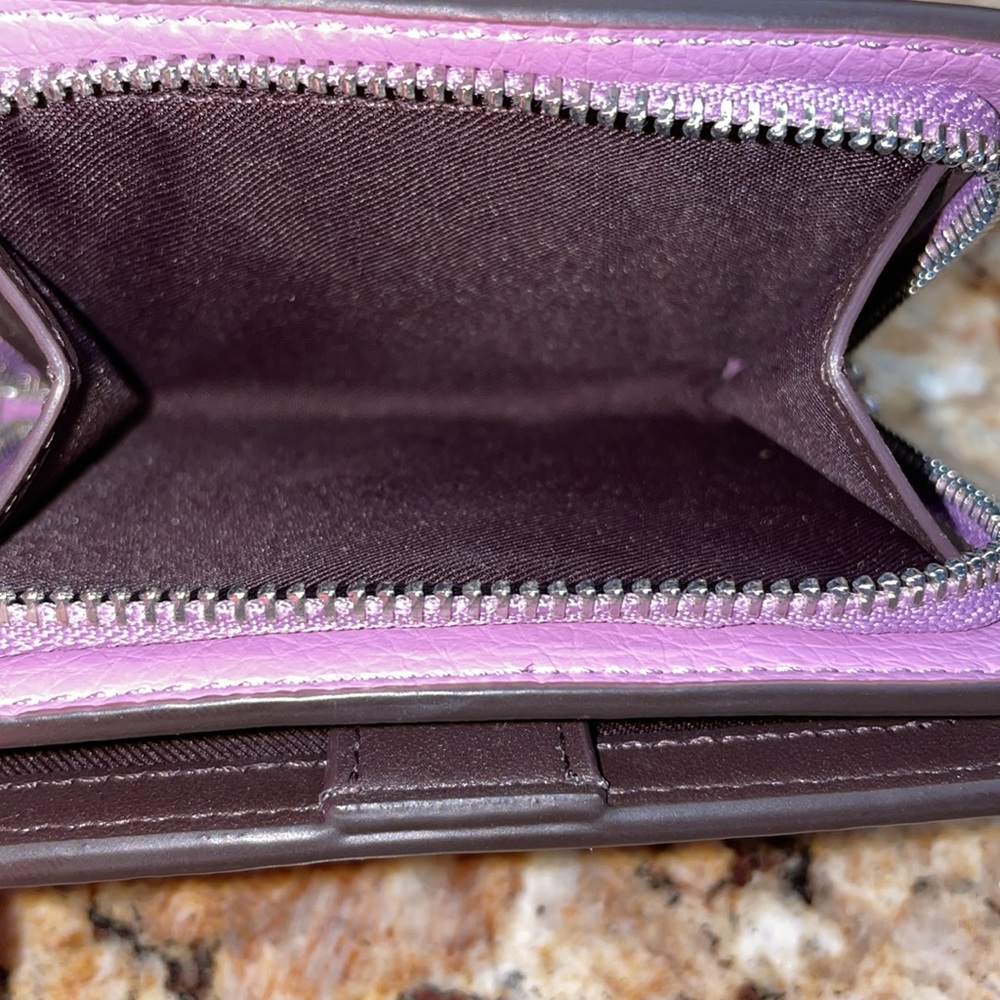 EUC Coach Compact Snap Wallet Lilac Pebbled Leather Silver Hardware - Picture 10 of 14